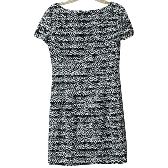 OSCAR DE LA RENTA Black White Cotton Blend Tweed Bateau Neck Dress. Size 8 - Picture 2 of 4